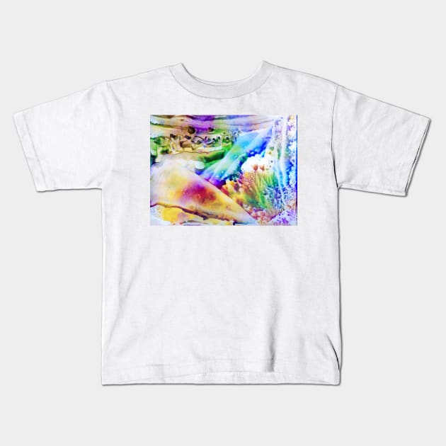 Encaustic Nr 04 - And the World Was Filled With Rainbow Colours Kids T-Shirt by Heatherian